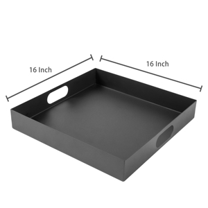 16-inch hiện đại Matte đen kim loại vuông phục vụ khay với thanh lịch hình bầu dục cutout xử lý - Product Image 3