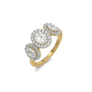 Classic Yellow Gold Diamond Engagement <b>Ring</b> Round Brilliant Cut Pave Setting Women's Fine Jewelry - Product Image 2