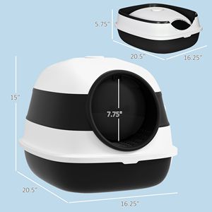 Lettiera per Gatti Bianca e Nera con Coperchio a Cupola - Accessorio - Product Image 2