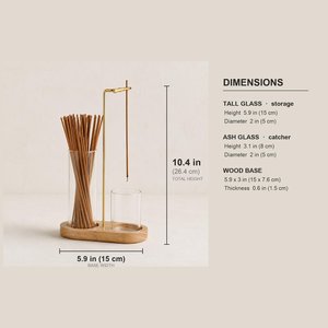Ensemble moderne de porte-encens en bambou avec récipient en verre et support métallique pour l'aromathérapie – Brûleur d'encens inversé - Product Image 5