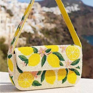 Bolso de Hombro Artesanal para Mujer con Diseño de Limón y Cuentas, Hecho a Mano, para Verano, Playa, Fiesta, con Cierre de Cremallera, Lote al por Mayor de 3 Piezas - Product Image 4