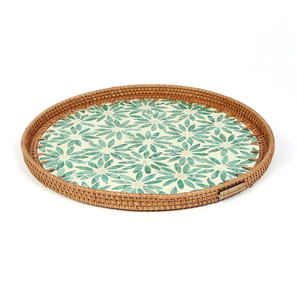 Plateau en nacre pour dîner, organisateur de table, plateau de rangement en os incrusté, forme ronde, artisanat, plateau MOP le plus vendu - Product Image 2