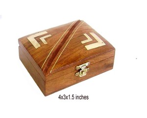 Caja de Madera Hecha a Mano, Rectangular, con Diseño Incrustado, 4x3x1.5 Pulgadas, Decoración Moderna para el Hogar, Artesanía para Mesa - Product Image 2