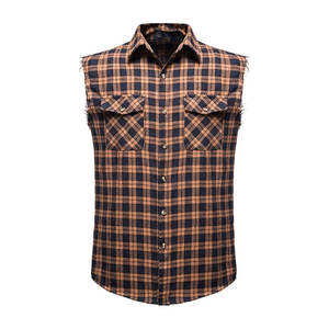 Prix raisonnable Nouvelle arrivée Chemise à carreaux sans manches pour homme, Chemises boutonnées style cowboy, Chemises sans manches de performance musculaire - Product Image 6