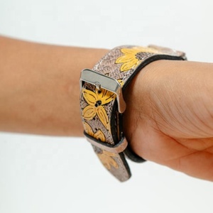 Best Selling Genuine Leather <b>Watch</b> <b>Strap</b> Band Hand <b>Tooled</b> Leather <b>Watch</b> band New Gifts Western Business Casual Fashion - Product Image 2