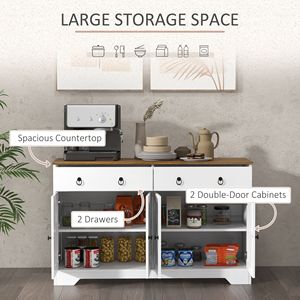 Credenza Stile Villa in Legno di Mango con 2 Cassetti, 4 Ante Scorrevoli, 2 Ripiani Regolabili, Finitura Bianca per Soggiorno - Product Image 4