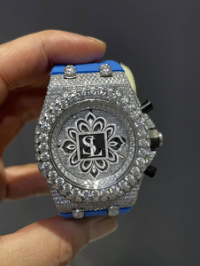 Reloj de pulsera para hombre con movimiento ETA y esfera cuadrada, venta al por mayor |   Números arábigos Moissanite |   Joyería para Raperos Chapada en Oro de Dos Tonos, 40 mm - Product Image 5
