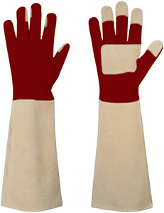 Top Grade Double Palm Heat & <b>Fire</b> Proof Reinforced Cowhide Grain & Split Leather Welder Gloves Safety for Warehouse Work - Product Image 4