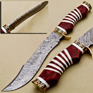 Magnifique couteau de chasse artisanal en acier Damas de qualité industrielle, idéal pour le camping en extérieur, cadeau de collection, 13 pouces, pointe tombante, OEM Pakka - Product Image 1