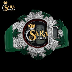Reloj de Diamantes Premium con Acabado Moissanite VVS, Correa Verde, Acero Inoxidable, Joyería de Lujo de la India - Product Image 3