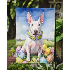 บูลเทอร์เรียอังกฤษหลากสีธงอีสเตอร์ไข่ออกล่าในสวนกล่องจดหมายตกแต่งลานแบนเนอร์สำหรับชานบ้านงานศิลปะสำหรับเตียงดอกไม้ - Product Image 3