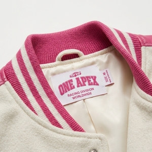 Pink Racing <b>Jacket</b> Custom Letterman <b>Jacket</b> Leather Sleeve Wool Bomber Streetwear Motorsport <b>Jacket</b> - Product Image 5