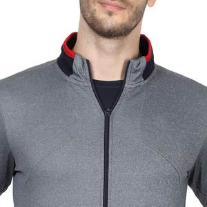 Ensemble de survêtement gris pour homme, fermeture éclair intégrale, couleur unie, design sportif, col montant, manches longues, respirant, en polyester, pour l'automne - Product Image 6