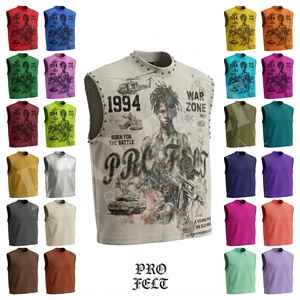 Heavy Weight 450 GSM French Terry Graphic Sleeveless Tank Top Streetwear Custom Print Cotton Polyester Summer Casual Fitness - Product Image 1