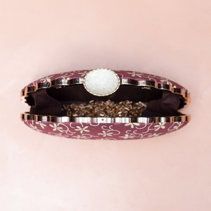 Pochette de soirée marron rosé brodée de motifs floraux, sac à main de créateur pour femme, idéal pour les mariages et occasions spéciales - Product Image 3