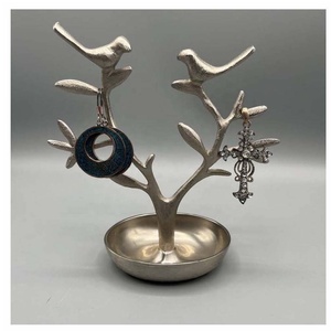 Sculpted Birds in <b>Tree</b> Jewelry Ring Holder Metal Decorative Trinket Dish Aluminium Vanity Tray for Rings Earrings & <b>Necklaces</b> - Product Image 2