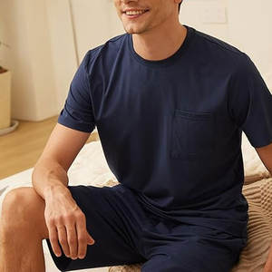 Conjunto de Pijama para Hombre, Ropa de Dormir Ligera, Camiseta de Manga Corta, Suave y Transpirable, con Bolsillos, Cómodo para el Verano - Product Image 3