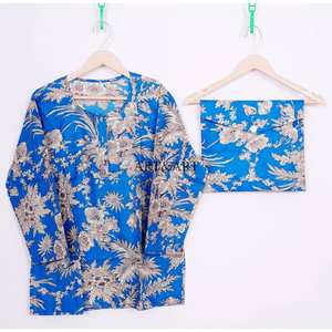 Pijamas Elegantes de Algodón 100% con Estampado Floral para Mujer, Otoño, Manga Larga, Cintura Elástica, Largo Completo, Casual, Transpirable, de Secado Rápido - Product Image 2