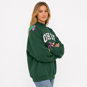 Sudadera OHIO para Mujer, Cuello Alto, Color Marrón, 100% Algodón, Estilo Urbano, Ecológica, Talla Grande, con Aplicaciones Personalizadas - Product Image 4