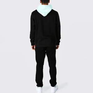 Sweat-shirts à capuche pour hommes en molleton de coton mélangé, respirants, séchage rapide, teinture unie, essentiels d'hiver, col à capuche bicolore, logo personnalisé - Product Image 2