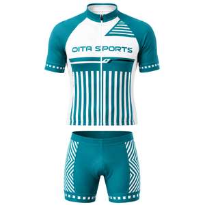 Teal White Custom <b>Cycling</b> Jersey <b>Shorts</b> Set <b>Short</b> Sleeve Full Zip Quick Dry <b>Padded</b> Bike Racing Uniform Performance Sportswear - Product Image 1