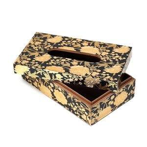 Luxury Wooden Tissue Box Rectangle Floral Print Tissue Holder Custom Color Size for Home Office Decor - Product Image 2