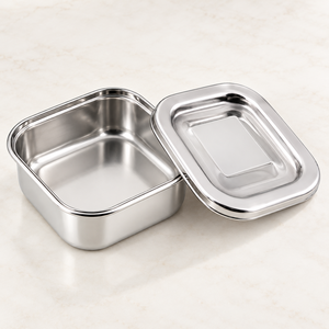 Boîte à lunch en acier inoxydable, récipient alimentaire rectangulaire avec couvercle, boîte repas portable pour le bureau, l'école, la restauration - Product Image 1