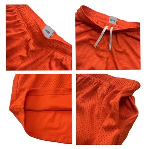 Shorts respirants en maille pour hommes, taille élastique, couleur unie, style sportif, jaune et noir, en tissu tricoté polyester - Product Image 6