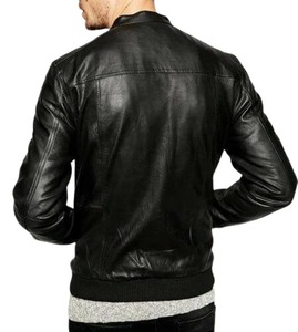 Black Slim Fit Zipper Genuine Leather <b>Jacket</b> Men Casual <b>Biker</b> <b>Jacket</b> - Product Image 2