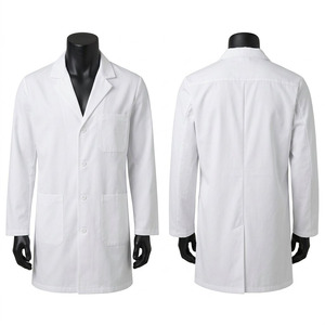 Blouse de laboratoire unisexe blanche en polyester 100% premium 200 GSM à manches longues, blouse médicale pour médecin, détection d'aiguilles, broderie de logo personnalisée - Product Image 1