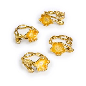 Servilleteros de Metal Dorado de Lujo para Bodas con Detalles Realistas de Pétalos y Enredaderas, Elegantes Anillos para Servilletas con Flores Doradas - Product Image 6