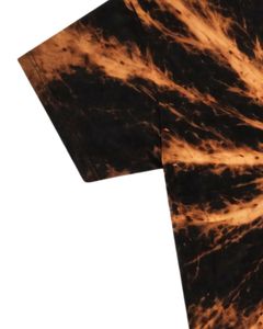 Camiseta Negra con Estampado Tie Dye Naranja para Hombre, Cuello Redondo, Manga Corta, Algodón, Estilo Casual Urbano, Lavado Vintage, Personalizada, OEM, Proveedor de Camisetas al por Mayor - Product Image 6
