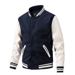 Wholesale Price Men's 100% Wool Body Leather Sleeves <b>Winter</b> Varsity <b>Jackets</b> Custom Made Front <b>Waterproof</b> Breathable Windproof - Product Image 2