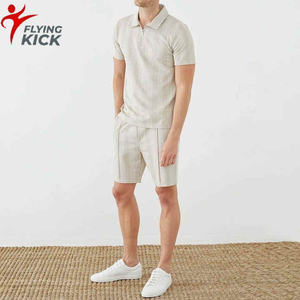 ชุดเซ็ต 2 ชิ้น เสื้อโปโลและกางเกงขาสั้นสำหรับฤดูร้อน ผลิตตามสั่ง (OEM) สำหรับเสื้อผ้าผู้ชาย ไซส์พลัส สไตล์ไฮสตรีท ผ้าฝ้าย - Product Image 1
