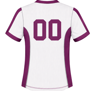 Camiseta de Rugby Blanca y Morada de Manga Corta con Cuello en V, Uniforme de Equipo Personalizado, Transpirable, para Entrenamiento Deportivo - Product Image 2