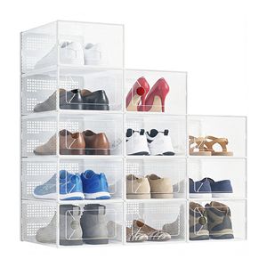 12er-Pack Stapelbare Transparente Schuhboxen Organizer Belüftete PP-Kunststoff Aufbewahrungsboxen für Schrank Flur Schlafzimmer - Product Image 1