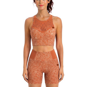 Conjunto Deportivo de Dos Piezas para Mujer, a la Moda, Sin Costuras, Acanalado, para Gimnasio, Fitness, Entrenamiento, Ropa Deportiva Elástica - Product Image 1