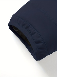 Men Hooded Puffer Jacket Navy Blue Quilted Windproof Winter <b>Coat</b> <b>Zipper</b> Closure Casual Style Slim Fit - Product Image 2
