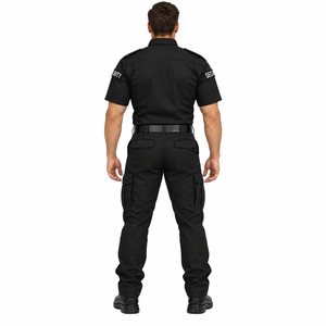 Ensemble uniforme de sécurité personnalisé pour hommes : chemise de travail à manches courtes et pantalon cargo, couleur unie - Product Image 2