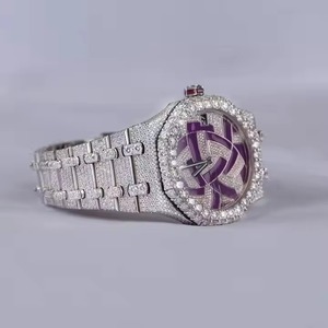 Montre unisexe de luxe à quartz automatique ETA pour homme, style hip-hop, avec aiguilles en acier inoxydable et diamants Moissanite de clarté supérieure - Product Image 2