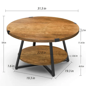 Table basse de forme circulaire créative à double rangement Table d'appoint en fer Design moderne Home Deco Coin unique pour villa - Product Image 6
