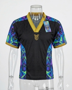 Maillot de sport unisexe noir à col en V pour arts martiaux, avec imprimé géométrique, en néoprène extensible et respirant pour adulte - Product Image 2