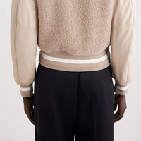 Veste varsity en laine beige pour homme avec logo G brodé, col montant, coupe classique, style streetwear d'hiver