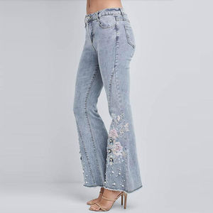 Nouveau Jean Femme Grande Taille Brodé de Fleurs, Respirant, Effet Délavé, Nouveau Style - Product Image 6