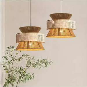 New Arrivals Rattan Lampshade Pendant Light Good Quality <b>Bedroom</b> Living Room Garden Hotel Home Interior <b>Decor</b> Cheap Wholesale - Product Image 3