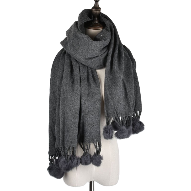 New Lady Scarf Cashmere Comfortable Hair Ball Cute Korean Version Of The Shawl Collar 6 Color with Rabbit Fur