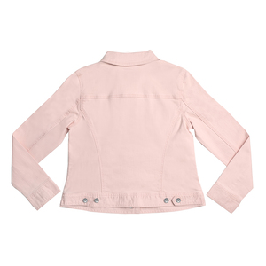 เสื้อแจ็คเก็ตยีนส์สีชมพูอ่อนสำหรับผู้หญิง แขนยาว สีพื้น ปิดด้วยกระดุม สวมใส่สบายๆ สำหรับฤดูใบไม้ผลิ - Product Image 3