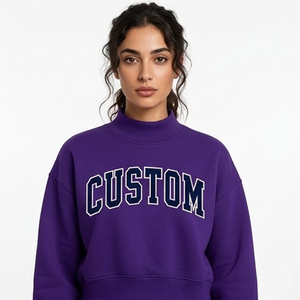 Sweat-shirt tendance pour femme à col montant, en molleton à manches longues, style streetwear décontracté, avec texte personnalisé imprimé, vente en gros - Product Image 1