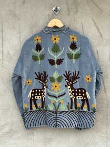 Vintage Artisan Festival Jacket Handmade <b>Velvet</b> Suzani Deer Embroidered Boho <b>Coat</b> Unisex Statement Outerwear Anniversary Gift - Product Image 1