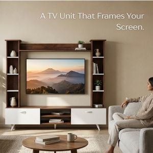 Mueble de TV Moderno BLUEWUD Pinn, Soporte para TV, Panel para TV, Centro de Entretenimiento con Almacenamiento y Estantes para Libros y Decoración - Product Image 6